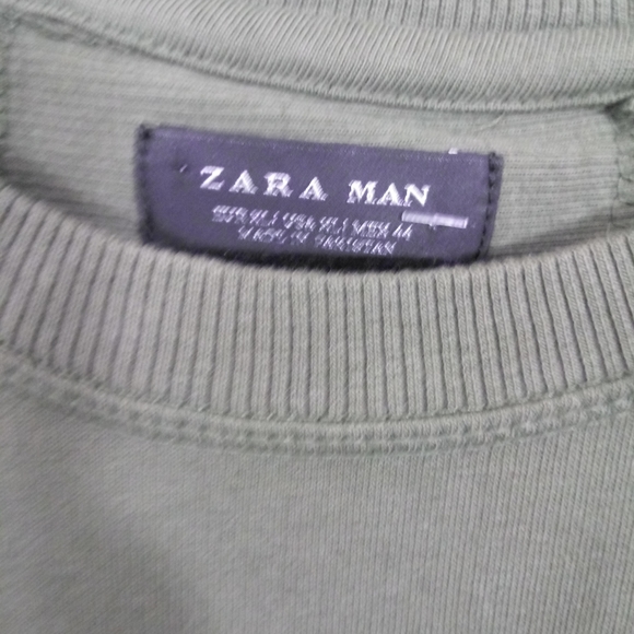 Zara Man Over Sized Sweatshirt Olive Green NWT - Picture 6 of 6